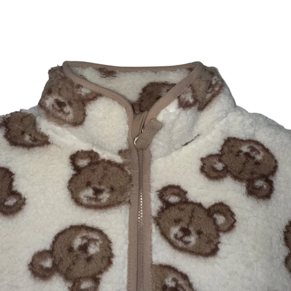 Fleece Jacket unisex Brown and Beige Jumping Beans High Pile SZ/3T